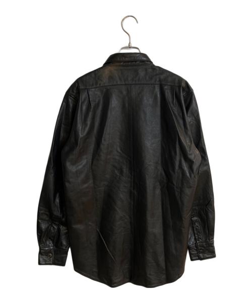 PAUL SMITH（ポールスミス）PAUL SMITH (ポールスミス) カウレザーシャツ ブラック サイズ:Ｌの古着・服飾アイテム