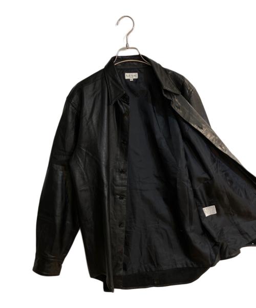 PAUL SMITH（ポールスミス）PAUL SMITH (ポールスミス) カウレザーシャツ ブラック サイズ:Ｌの古着・服飾アイテム