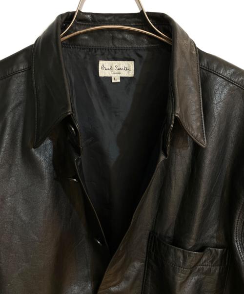PAUL SMITH（ポールスミス）PAUL SMITH (ポールスミス) カウレザーシャツ ブラック サイズ:Ｌの古着・服飾アイテム