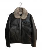 BURBERRY BLACK LABELバーバリーブラックレーベル）の古着「ラビットファーラムレザージャケット」｜ブラック