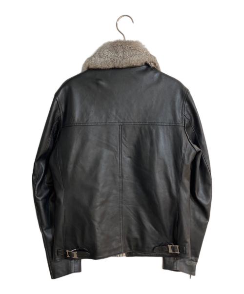 BURBERRY BLACK LABEL（バーバリーブラックレーベル）BURBERRY BLACK LABEL (バーバリーブラックレーベル) ラビットファーラムレザージャケット ブラック サイズ:Mの古着・服飾アイテム