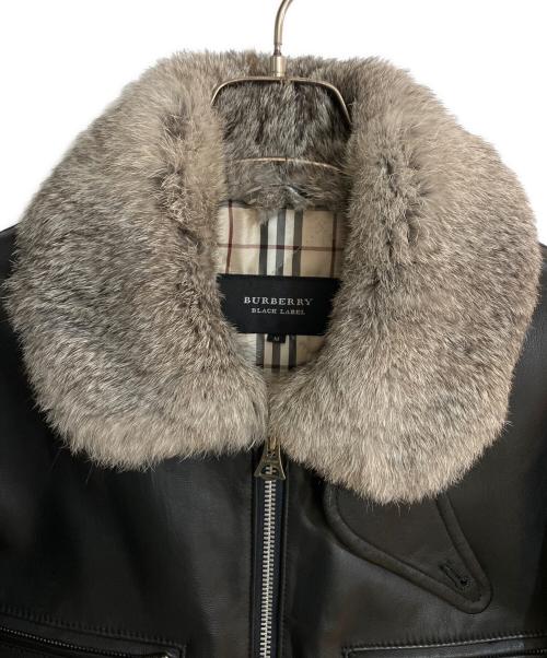 BURBERRY BLACK LABEL（バーバリーブラックレーベル）BURBERRY BLACK LABEL (バーバリーブラックレーベル) ラビットファーラムレザージャケット ブラック サイズ:Mの古着・服飾アイテム
