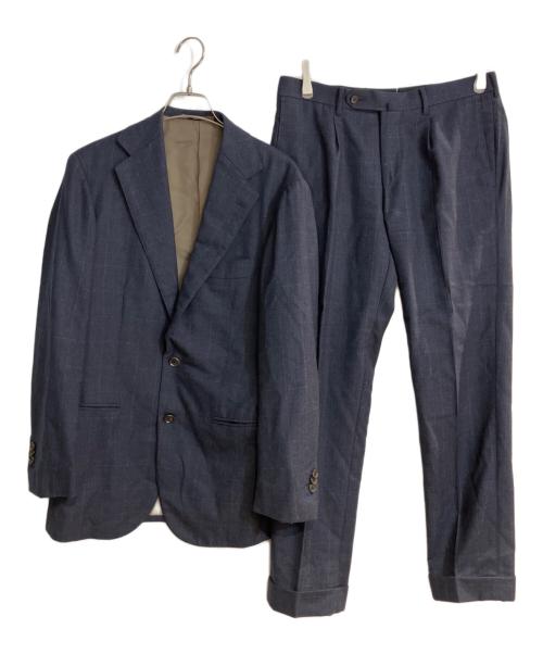RING JACKET（リングジャケット）RING JACKET (リングジャケット) ウールチェックセットアップスーツ ネイビー サイズ:44の古着・服飾アイテム