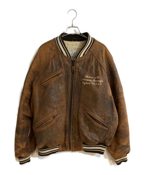 AVIREX（アヴィレックス）AVIREX (アヴィレックス) レザーバーシティジャケット ブラウン サイズ:Sの古着・服飾アイテム