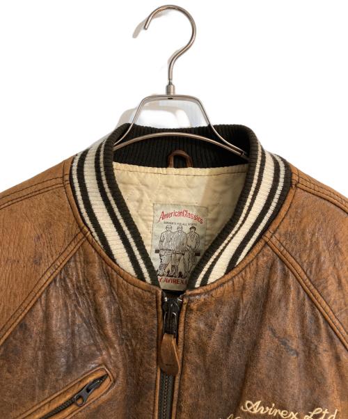 AVIREX（アヴィレックス）AVIREX (アヴィレックス) レザーバーシティジャケット ブラウン サイズ:Sの古着・服飾アイテム