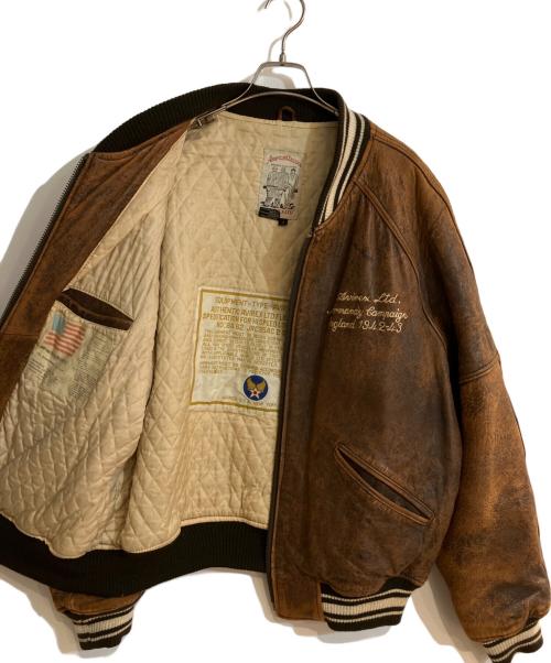 AVIREX（アヴィレックス）AVIREX (アヴィレックス) レザーバーシティジャケット ブラウン サイズ:Sの古着・服飾アイテム