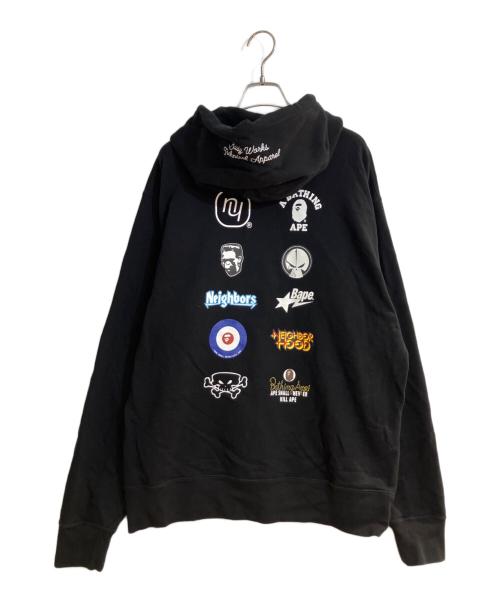 A BATHING APE（アベイシングエイプ）A BATHING APE (アベイシングエイプ) NEIGHBORHOOD (ネイバーフッド) RELAXED FIT PULLOVER HOODIE/リラックス フィット プルオーバー フーディー ブラック サイズ:XLの古着・服飾アイテム