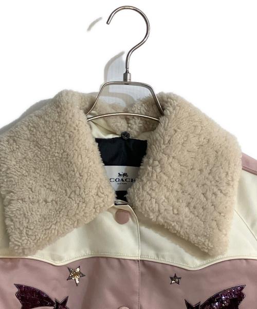 COACH（コーチ）COACH (コーチ) ボアカラースパンコールスタジャン ピンク サイズ:Mの古着・服飾アイテム