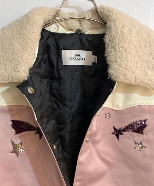 COACH（コーチ）COACH (コーチ) ボアカラースパンコールスタジャン ピンク サイズ:Mの古着・服飾アイテム