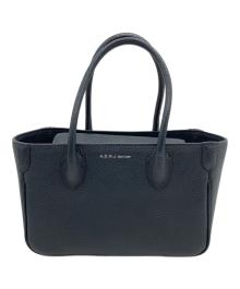 A.D.M.J.（エーディーエムジェイ）の古着「レザーミニトートバッグ」｜ネイビー
