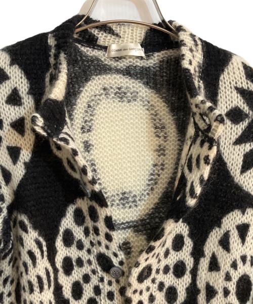COMME des GARCONS（コムデギャルソン）COMME des GARCONS (コムデギャルソン) モヘヤ混総柄丸首カーディガン ブラック サイズ:FREEの古着・服飾アイテム