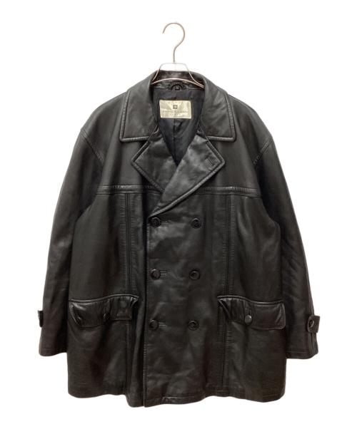 PIERRE BALMAIN（ピエール バルマン）PIERRE BALMAIN (ピエール バルマン) オーバーサイズラムレザーPコート ブラック サイズ:ＬＬの古着・服飾アイテム