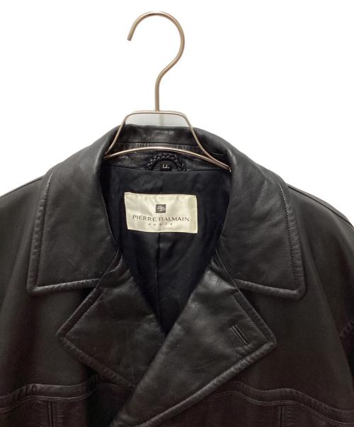 PIERRE BALMAIN（ピエール バルマン）PIERRE BALMAIN (ピエール バルマン) オーバーサイズラムレザーPコート ブラック サイズ:ＬＬの古着・服飾アイテム