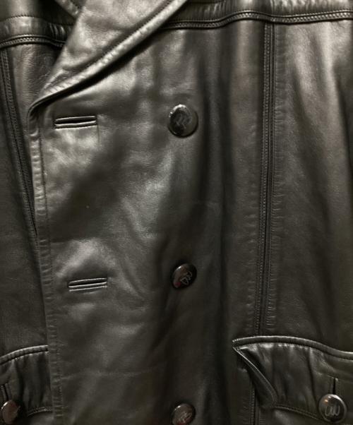 PIERRE BALMAIN（ピエール バルマン）PIERRE BALMAIN (ピエール バルマン) オーバーサイズラムレザーPコート ブラック サイズ:ＬＬの古着・服飾アイテム