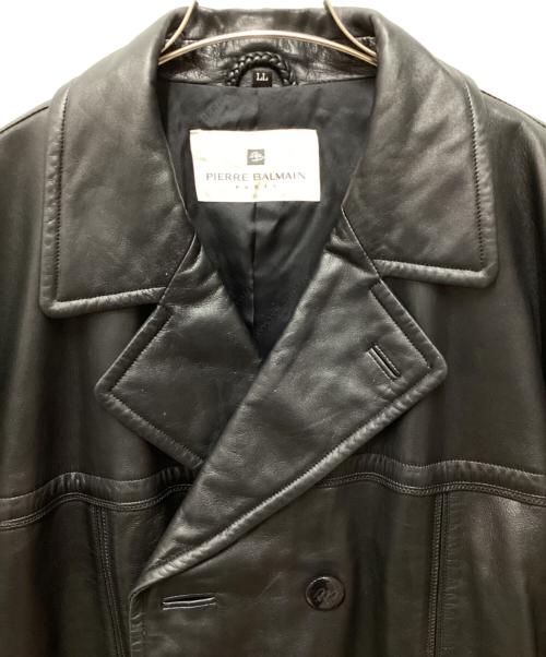PIERRE BALMAIN（ピエール バルマン）PIERRE BALMAIN (ピエール バルマン) オーバーサイズラムレザーPコート ブラック サイズ:ＬＬの古着・服飾アイテム