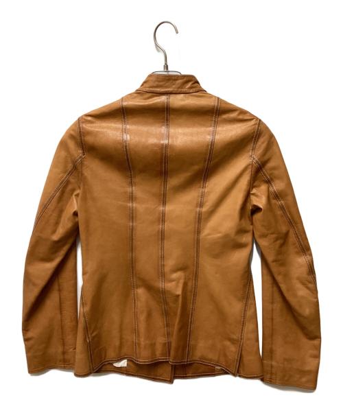 JIL SANDER（ジルサンダー）JIL SANDER (ジルサンダー) マオカラーレザージャケット ブラウン サイズ:34の古着・服飾アイテム