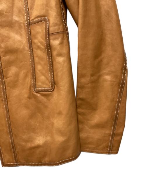 JIL SANDER（ジルサンダー）JIL SANDER (ジルサンダー) マオカラーレザージャケット ブラウン サイズ:34の古着・服飾アイテム
