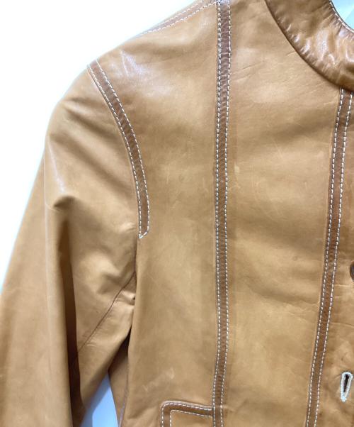 JIL SANDER（ジルサンダー）JIL SANDER (ジルサンダー) マオカラーレザージャケット ブラウン サイズ:34の古着・服飾アイテム