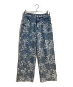 FETICOフェティコ）の古着「26AW LACE-JACQUARD DENIM STRAIGHT JEANS/レース ジャガード デニム ストレート ジーンズ」｜インディゴ