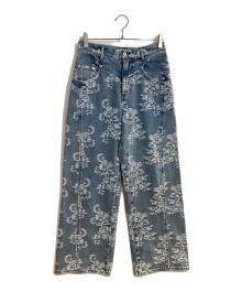 FETICO（フェティコ）の古着「26AW LACE-JACQUARD DENIM STRAIGHT JEANS/レース ジャガード デニム ストレート ジーンズ」｜インディゴ