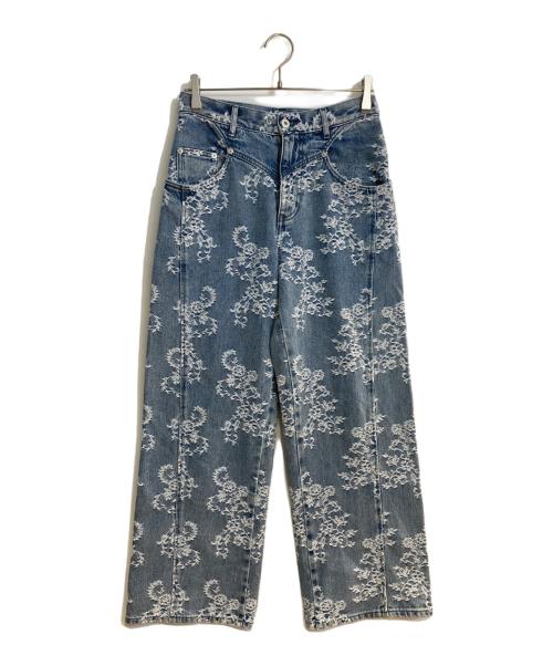 FETICO（フェティコ）FETICO (フェティコ) 26AW LACE-JACQUARD DENIM STRAIGHT JEANS/レース ジャガード デニム ストレート ジーンズ インディゴ サイズ:36の古着・服飾アイテム