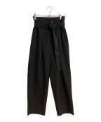 Ujohウジョー）の古着「Belted Tuck PNT/ベルテッド 2タック ワイド トラウザーズ」｜ブラック