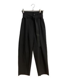 Ujoh（ウジョー）の古着「Belted Tuck PNT/ベルテッド 2タック ワイド トラウザーズ」｜ブラック