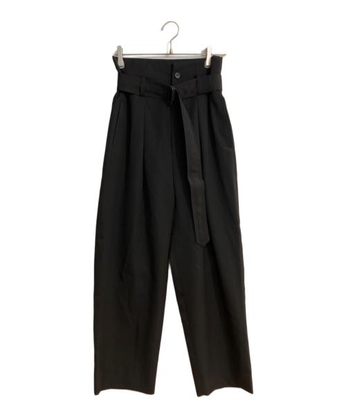 Ujoh（ウジョー）Ujoh (ウジョー) Belted Tuck PNT/ベルテッド 2タック ワイド トラウザーズ ブラック サイズ:2の古着・服飾アイテム