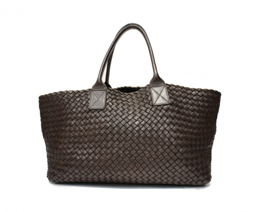 BOTTEGA VENETA（ボッテガベネタ）BOTTEGA VENETA (ボッテガヴェネタ) カバMM イントレチャートトートバッグ ブラウン カバMM 10791307349の古着・服飾アイテム