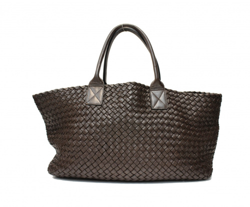 BOTTEGA VENETA（ボッテガベネタ）BOTTEGA VENETA (ボッテガヴェネタ) カバMM イントレチャートトートバッグ ブラウン カバMM 10791307349の古着・服飾アイテム