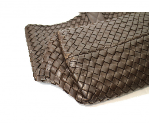 BOTTEGA VENETA（ボッテガベネタ）BOTTEGA VENETA (ボッテガヴェネタ) カバMM イントレチャートトートバッグ ブラウン カバMM 10791307349の古着・服飾アイテム