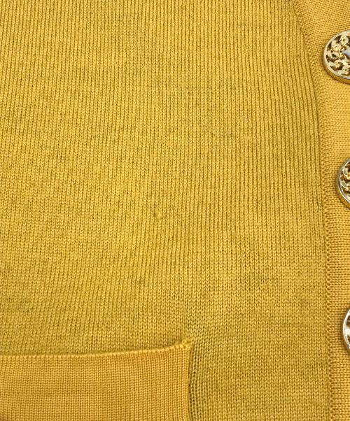CELINE（セリーヌ）CELINE (セリーヌ) [OLD]マカダム金ボタンVネックカーディガン イエロー サイズ:38表記の古着・服飾アイテム