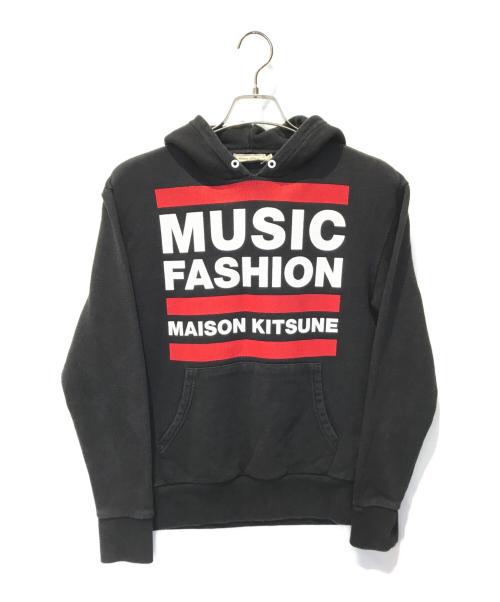 maison kitsune（メゾンキツネ）maison kitsune (メゾンキツネ) プリントパーカー ブラック サイズ:Sの古着・服飾アイテム