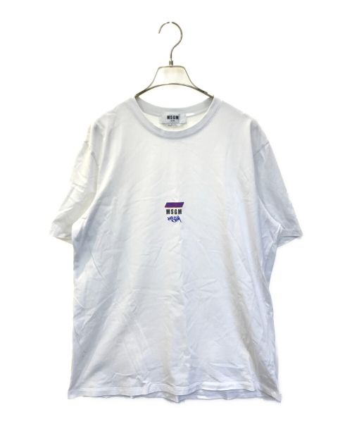 MSGM（エムエスジーエム）MSGM (エムエスジーエム) 3連ロゴプリントTシャツ ホワイト サイズ:Ｌの古着・服飾アイテム