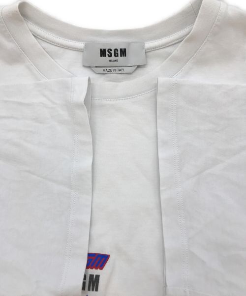 MSGM（エムエスジーエム）MSGM (エムエスジーエム) 3連ロゴプリントTシャツ ホワイト サイズ:Ｌの古着・服飾アイテム