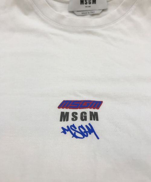 MSGM（エムエスジーエム）MSGM (エムエスジーエム) 3連ロゴプリントTシャツ ホワイト サイズ:Ｌの古着・服飾アイテム