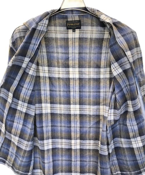 PENDLETON（ペンドルトン）PENDLETON (ペンドルトン) サファリシャツジャケット ブルー×ベージュ サイズ:Mの古着・服飾アイテム