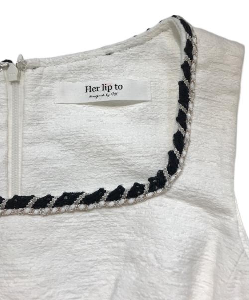 HER LIP TO（ハーリップトゥ）Her lip to (ハーリップトゥ) Monaco Tweed Dress ホワイト サイズ:Sの古着・服飾アイテム