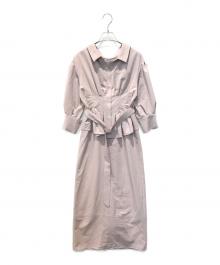 HER LIP TO（ハーリップトゥ）の古着「Belted Denim Effect Shirt Dress　1241305030」｜ピンク