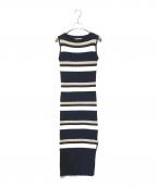 HER LIP TOハーリップトゥ）の古着「Cotton Striped Ribbed Knit Dress」｜ネイビー