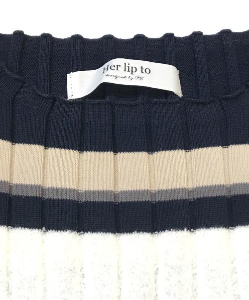 HER LIP TO（ハーリップトゥ）Her lip to (ハーリップトゥ) Cotton Striped Ribbed Knit Dress ネイビー サイズ:Mの古着・服飾アイテム
