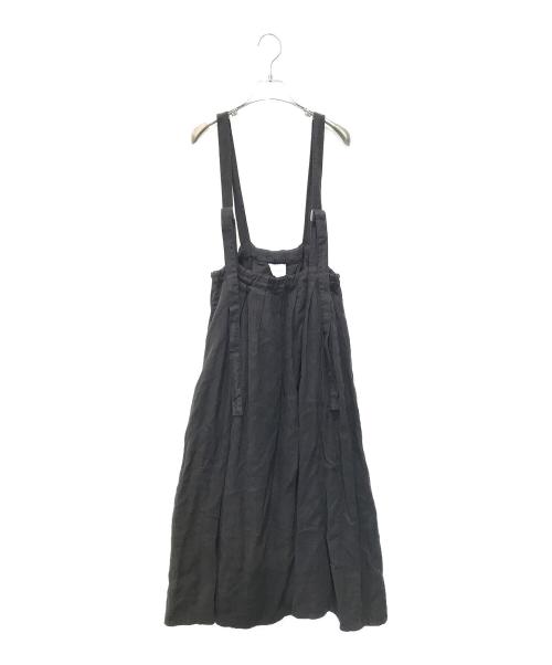 solamonat poche（ソラモナ ポッシェ）solamonat poche (ソラモナ ポッシェ) リネンジャンパースカート ブラック サイズ:表記無しの古着・服飾アイテム