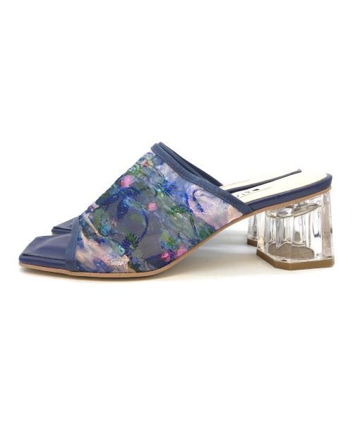 DIANA（ダイアナ）DIANA (ダイアナ) プリント刺繍ヒールパンプス ブルー サイズ:Mの古着・服飾アイテム