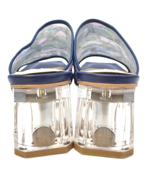 DIANA（ダイアナ）DIANA (ダイアナ) プリント刺繍ヒールパンプス ブルー サイズ:Mの古着・服飾アイテム