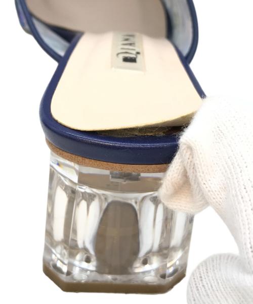 DIANA（ダイアナ）DIANA (ダイアナ) プリント刺繍ヒールパンプス ブルー サイズ:Mの古着・服飾アイテム