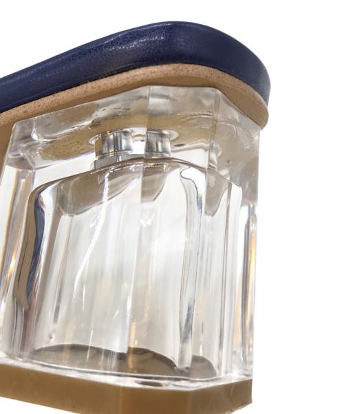 DIANA（ダイアナ）DIANA (ダイアナ) プリント刺繍ヒールパンプス ブルー サイズ:Mの古着・服飾アイテム