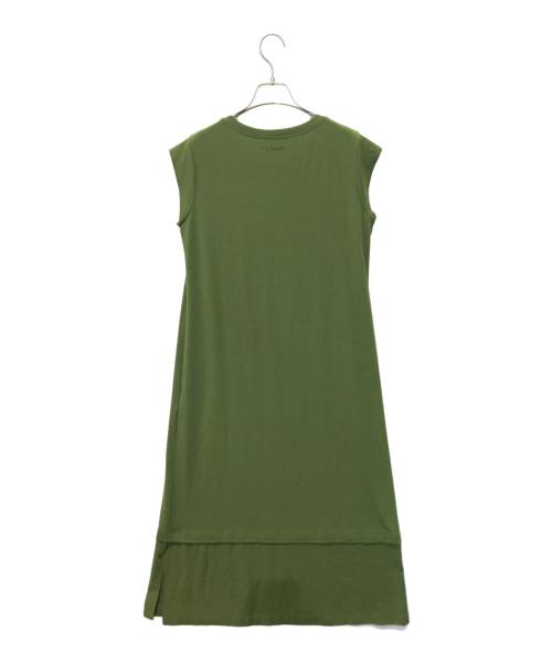 TRUNK HIROKO KOSHINO（トランク ヒロコ コシノ）TRUNK HIROKO KOSHINO (トランク ヒロコ コシノ) ミリオラメントベアIラインワンピース　RSPGW-16190 グリーン サイズ:38の古着・服飾アイテム