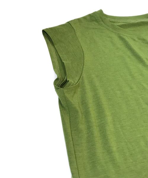 TRUNK HIROKO KOSHINO（トランク ヒロコ コシノ）TRUNK HIROKO KOSHINO (トランク ヒロコ コシノ) ミリオラメントベアIラインワンピース　RSPGW-16190 グリーン サイズ:38の古着・服飾アイテム