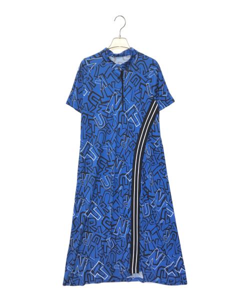TRUNK HIROKO KOSHINO（トランク ヒロコ コシノ）TRUNK HIROKO KOSHINO (トランク ヒロコ コシノ) ラインリブアクセントロゴワンピース　RSPHW-11490 ブルー サイズ:38の古着・服飾アイテム