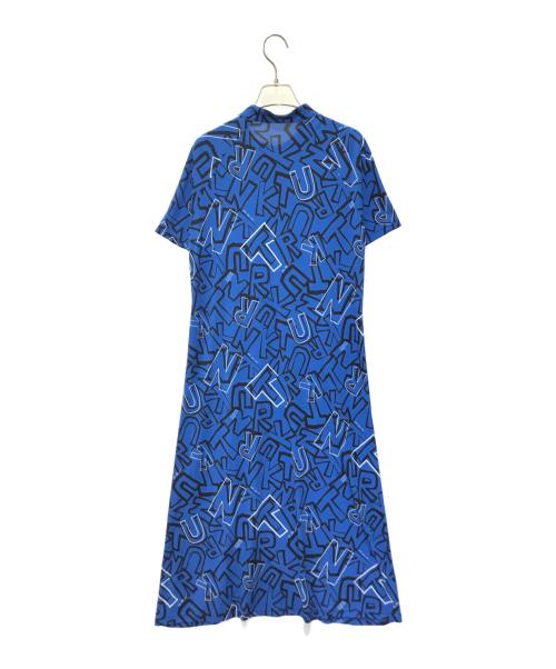 TRUNK HIROKO KOSHINO（トランク ヒロコ コシノ）TRUNK HIROKO KOSHINO (トランク ヒロコ コシノ) ラインリブアクセントロゴワンピース　RSPHW-11490 ブルー サイズ:38の古着・服飾アイテム
